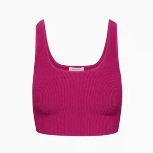 BABATON Sculpt Knit Squareneck Ribbed Cropped Tank Pink Size XS Aritzia